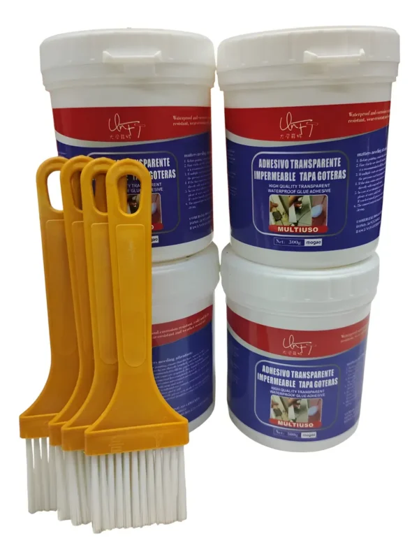 Pack 4 Sellador Adhesivo Impermeable Tapagoteras 300cc. Transparente