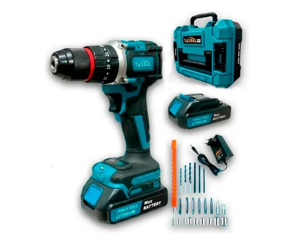 Taladro Percutor Atornillador Mandril Metálico+ Accesorios